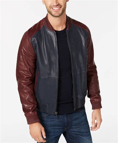 Michael Kors Mens Washed Leather Bomber 